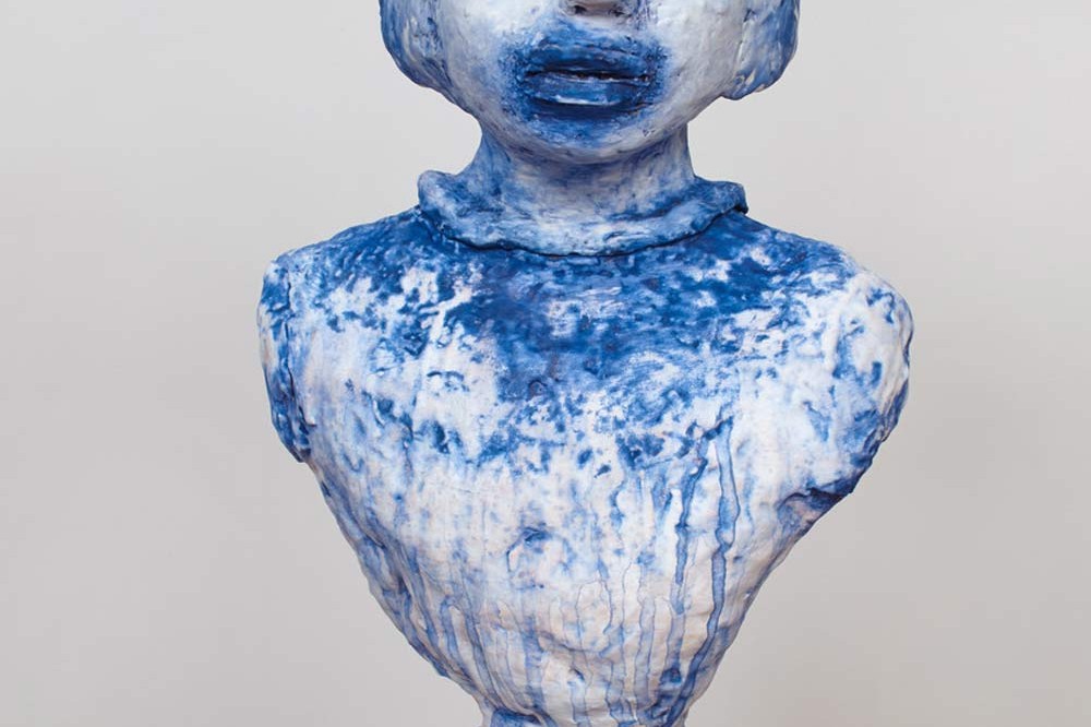 Siegel, Portrait Bust with Cobalt and White Underglaze
