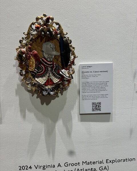 An art piece on the wall.